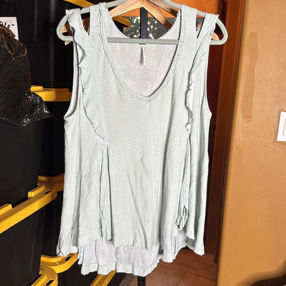 Free People Bondi Waffle Knit Tank Top Seafoam Green Size Small Oversized - Picture 7 of 11